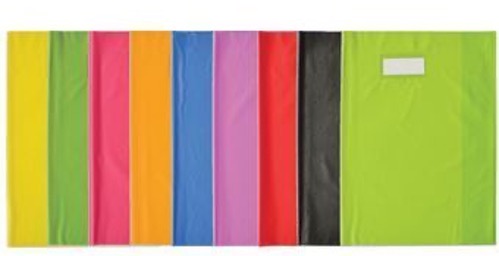 brad 20 - protège cahier 17x22 (orange, vert, rouge, rose, bleu, jaune, rose foncé, violet)