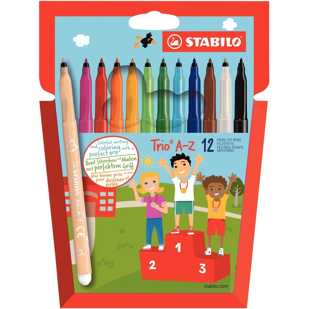 Feutres Stabilo Trio A-Z pointes fines ou Bic Kids Visa (0,7mm) (pochette de 12)