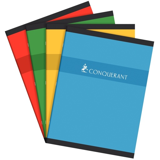 [P0039] Cahier 24 x 32 cartonné 5x5 96p (bleu, jaune, vert, rouge)